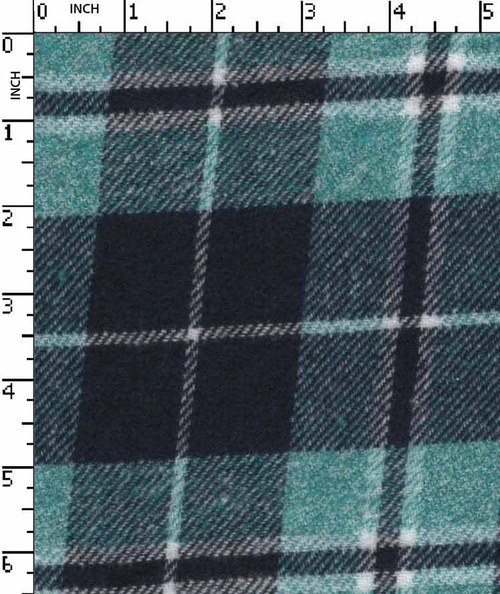 100% Cotton Yarn Dyed Twill Flannel Check Navy/White/Mintgreen Brushed  Gsm-206 Gem-7619-Ca
