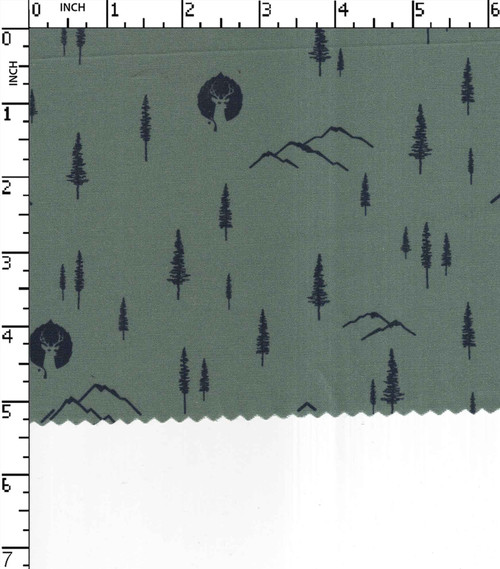 97% Cotton 3% Lycra Printed Plain Pine Tree With Mountain And Dear