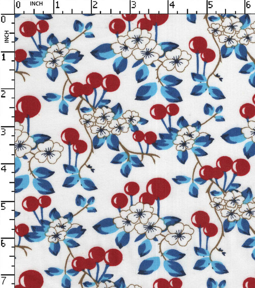 100% Cotton Printed Plain Cherry With Flowe And Leaf