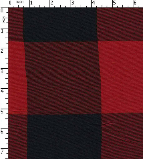 100% Viscose Yarn Dyed Twill Buffalo Check Black/Red   Gsm-128 Mcc-9-Da