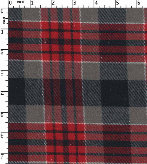 100% Cotton Yarn Dyed Twill Tartan Brushed Check Red/Navy/Grey Neps  Gsm-135 Mcc-10-Da