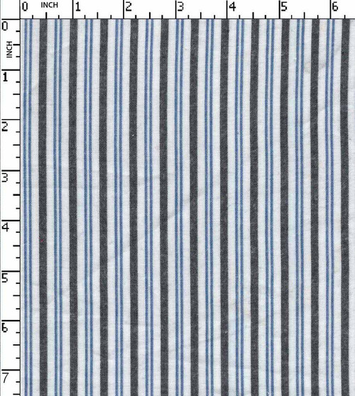 100% Cotton Yarn Dyed Plain Pencil Stripe Blue/White/Black   Gsm-96 Mcc-28-Da