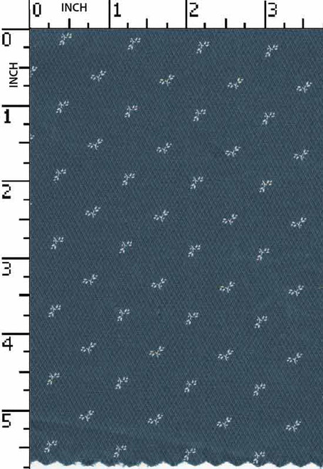 100% Cotton Printed Diamond Dobby Ditsy Floral Print Denim Blue/White   Gsm-121 Msm-Ms12-3200-1-Da