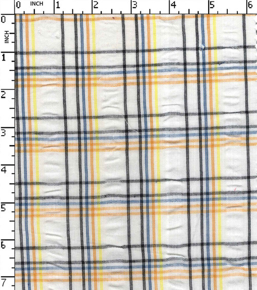 100% Cotton Yarn Dyed Seersucker Medium Check