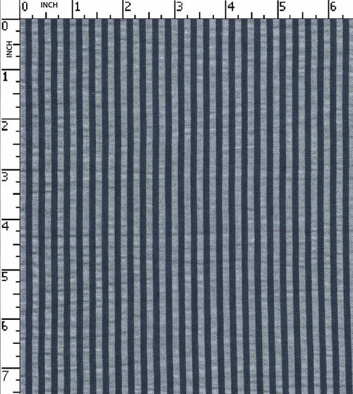 100% Cotton Yarn Dyed Plain Candy Stripe Navy/White Seersucker  Gsm-118 Wid-114-Da