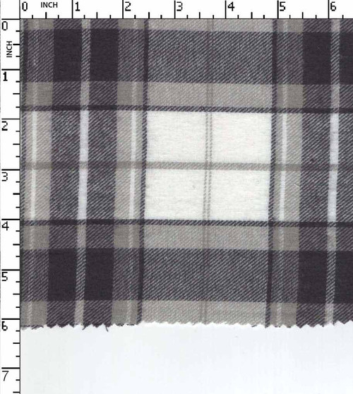 100% Cotton Yarn Dyed Twill Medium Check White/Brown Brushed  Gsm-146 Mcc-609-Da