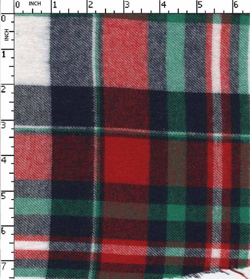 100% Cotton Yarn Dyed Twill Big Check White/Navy/Red/Green Brushed  Gsm-147 Mcc-632-Da