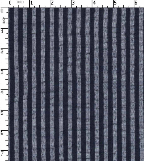 100% Cotton Yarn Dyed Seersucker Candy Stripe Navy/White   Gsm-108 Nem-3009-Da