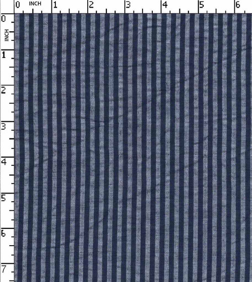 100% Cotton Yarn Dyed Seersucker Candy Stripe Navy/White   Gsm-96 Nem-3013-Da