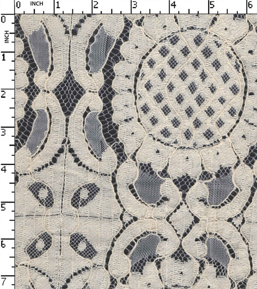 90% Cotton 10% Nylon Greige Lace Oval And Paisely Design