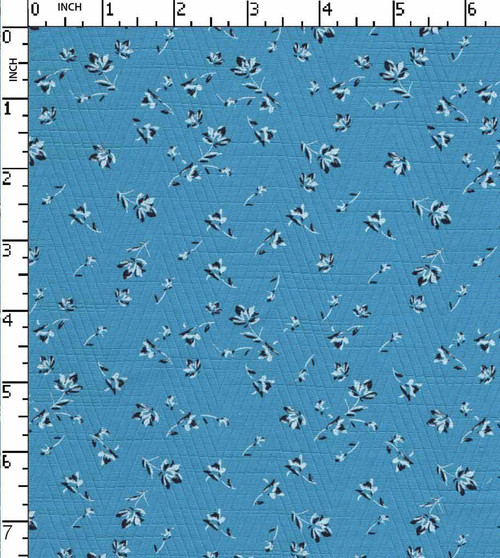 100% Cotton Printed Dobby Ditsy Flower Blue/White/Black Ziczac  Gsm-133 Efm-4359-Da