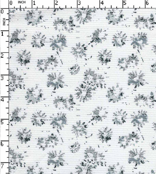 100% Cotton Printed Dobby Abstric Flower White/Navy/Grey Dot  Gsm-126 Efm-4497-Da