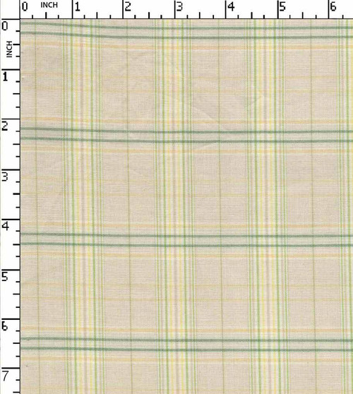 100% Cotton Yarn Dyed Plain Medium Checks Beige/Green/Yellow   Gsm-125 Wid-709-Da