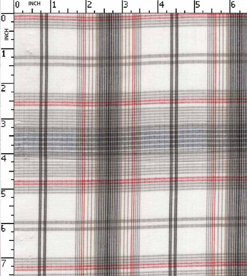 100% Cotton Yarn Dyed Plain Big Check White/Brown/Red   Gsm-106 Wid-710-Da