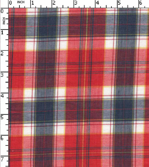 100% Cotton Yarn Dyed Plain Plaid Check Red/Navy/White/Yellow   Gsm-60 Wid-713-Da