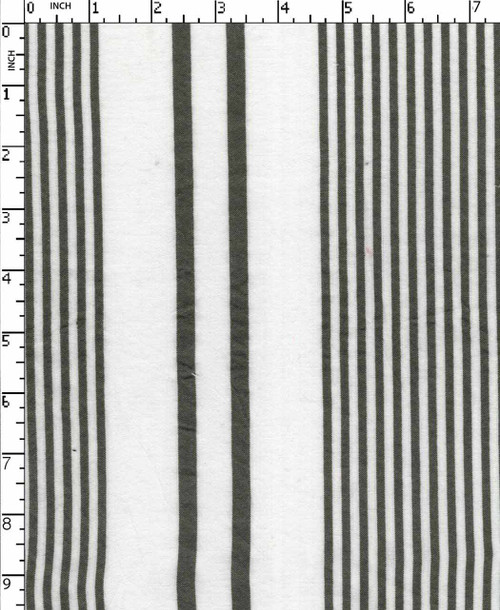 100% Cotton Yarn Dyed Seercucker Pencil Stripe Whitew/Olive   Gsm-91 Ats-145-Ea