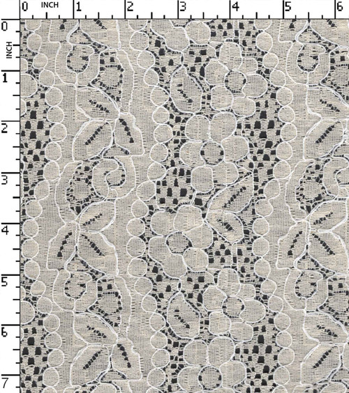 90% Cotton 10% Nylon Greige Lace Floral With Cord