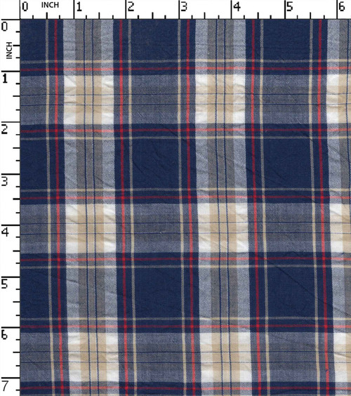 100% Cotton Yarn Dyed Seersucker Medium Check