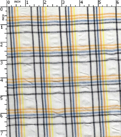 100% Cotton Yarn Dyed Seersucker Medium Check