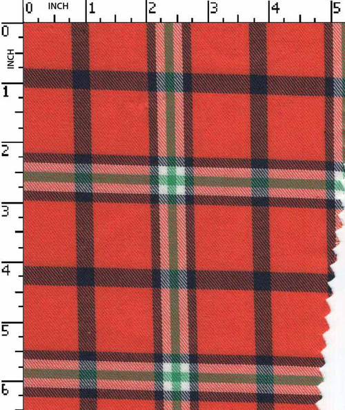 100% Cotton Yarn Dyed Twill Plaid Check Orange/Navy/White/Green  30X30-96X76 Gsm-138 Atb-6019-Ga
