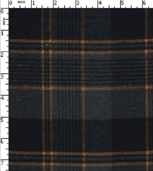 100% Cotton Yarn Dyed Twill Big Check Black/Grey/Yellow Brushed  Gsm-141 Jec-Je15610-Ga