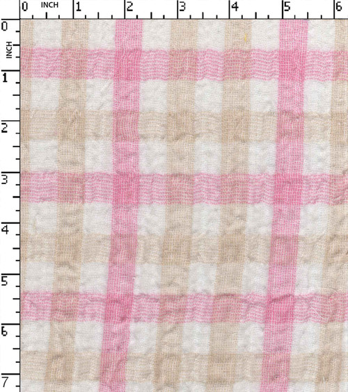 Cotton Polyester Yarn Dyed Double Cloth Big Check With Bubble Effect