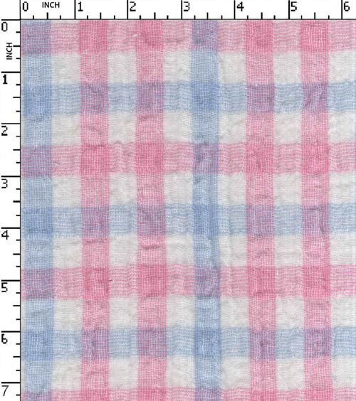 Cotton Polyester Yarn Dyed Double Cloth Small Check With Bubble Effect