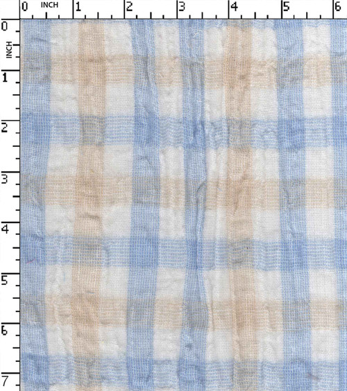 Cotton Polyester Yarn Dyed Double Cloth Medium Check With Bubble Effect
