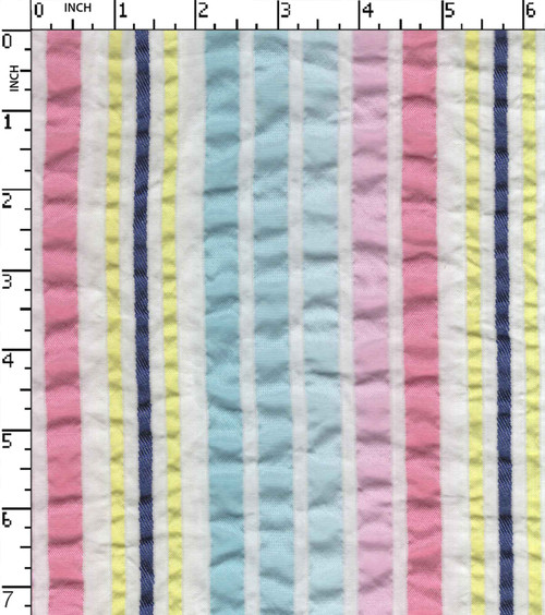 100% Polyester  Yarn Dyed Seersucker Thin Thick Stripe