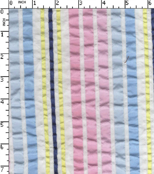 100% Polyester  Yarn Dyed Seersucker Thin Thick Stripe