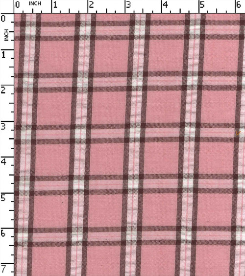 100% Cotton  Yarn Dyed Seersucker Medium Check