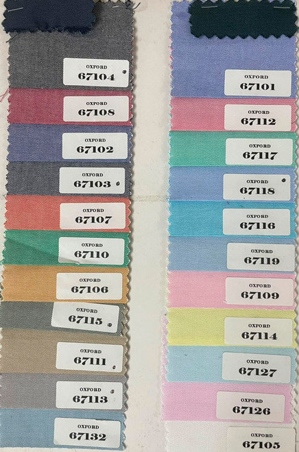 55% Cotton 45% Polyester Yarn Dyed Oxford Chambray Oxford Color Chart