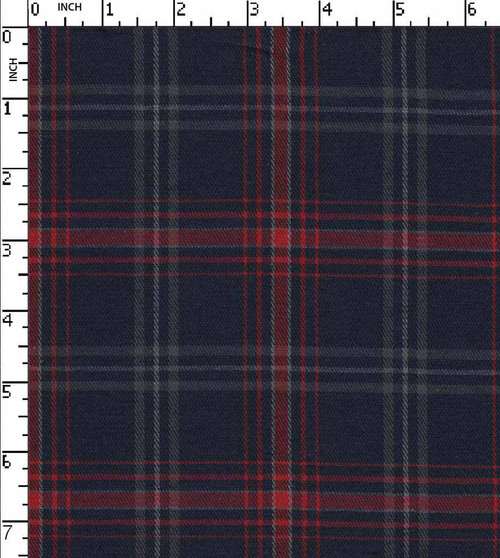 65% Cotton 35% Polyester Yarn Dyed Twill Big Check Navy/Red/Grey/   Gsm-115 Wcm-Bk716A-Ga