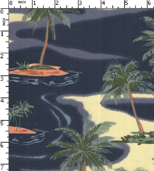 100% Cotton Printed Plain Palm Tree And Boat