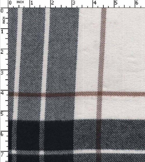 100% Cotton Yarn Dyed Twill Big Check White/Navy/Brown Brushed  Gsm-254 Mcc-7082-Ga