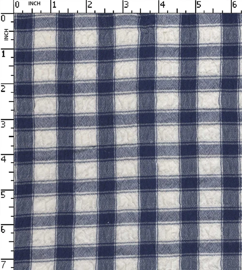 100% Cotton Yarn Dyed Seersucker Medium Check