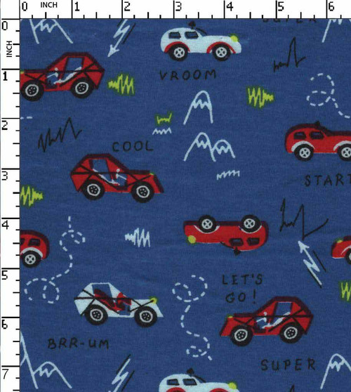 100% Cotton Printed Single Jersey Car Royal Blue/Red/White/Black/Yellow  30'S Gsm-170 Vfa-74-Ia