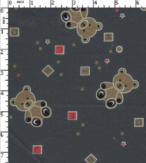 100% Cotton Printed Single Jersey Teddy Bear  Charcoal/Beige/White/Peach  30'S Gsm-170 Vfa-81A-Ia