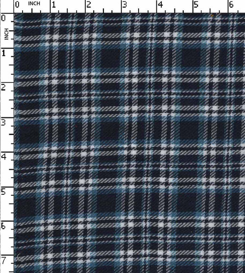 100% Cotton Yarn Dyed Twill Flannel Check Navy/White/Teal Brushed  Gsm-122 Ake-2258-Ia