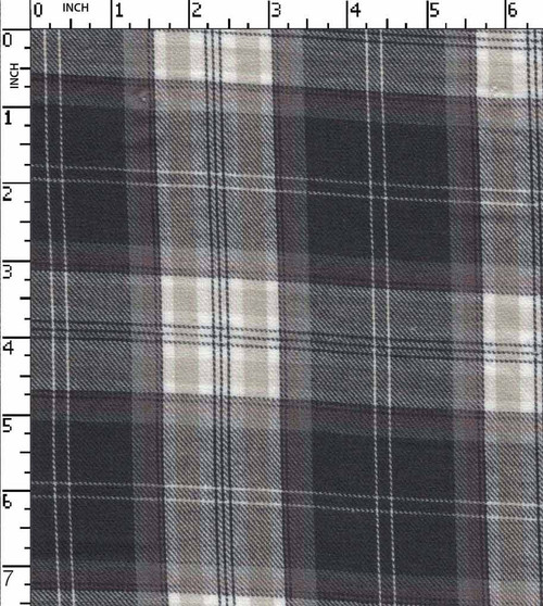 100% Cotton Yarn Dyed Twill Big Check White/Charcoal/Sage   Gsm-107 Jec-2567-Ia