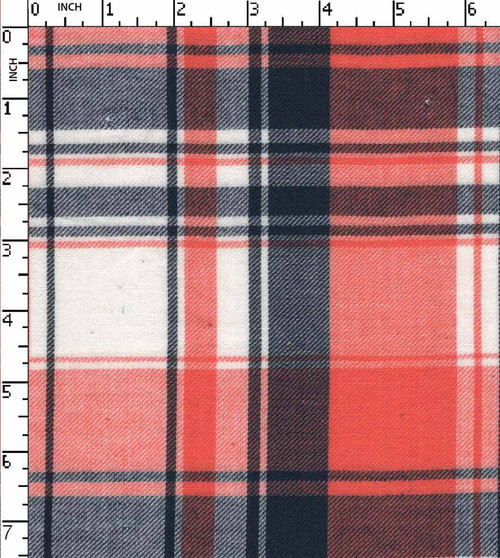 100% Cotton Yarn Dyed Twill Tartan Check Orange/Navy/White   Gsm-103 Jec-2535-Ia