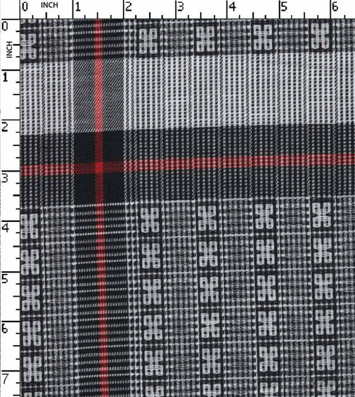 100% Cotton Yarn Dyed Dobby Big Check  Black/White/Red   Gsm-130 Nem-53171-Ia