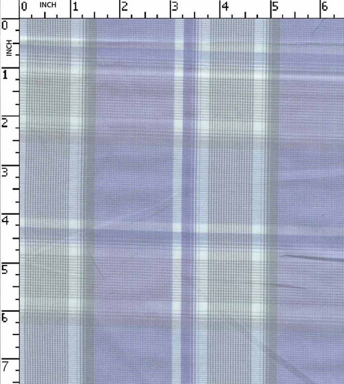 Cotton Poly Yarn Dyed Plain Medium Checks Lavender/White/Grey   Gsm-101 Vee-1005-3-Ia