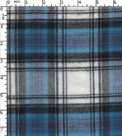 100% Cotton Yarn Dyed 2/2 Twill  Medium Check Blue/Black/White Brushed 16X16-70X56 Gsm-186 Dec-190-Ia