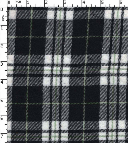 100% Cotton Yarn Dyed Twill Flannel Check Black/White/Sage Brushed  Gsm-160 Mcc-58301-Ia
