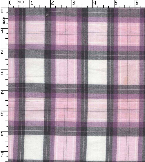 100% Cotton Yarn Dyed Plain Medium Check White/Purple/Grey   Gsm-92 Jec-Je11426-Ka