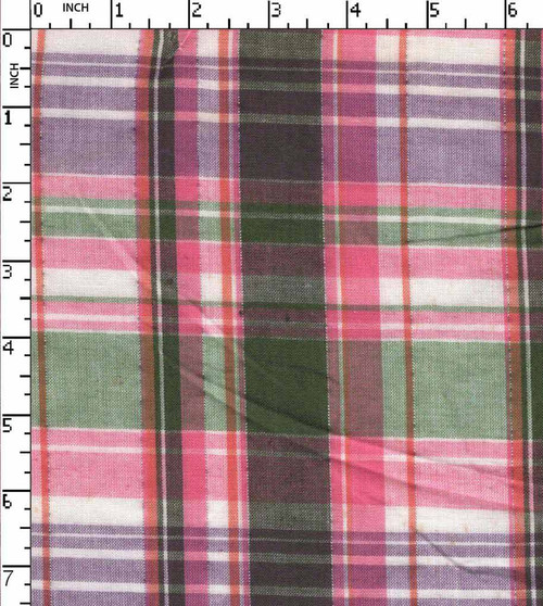 100% Cotton Yarn Dyed Plain Madras Check Pink/Green/White/Orange/Silver Lurex   Gsm-92 Jec-Je10780-Ka