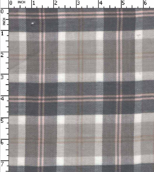 100% Cotton Yarn Dyed Twill Plaid Check Grey/White/Peach   Gsm-96 Jec-Je11911-La