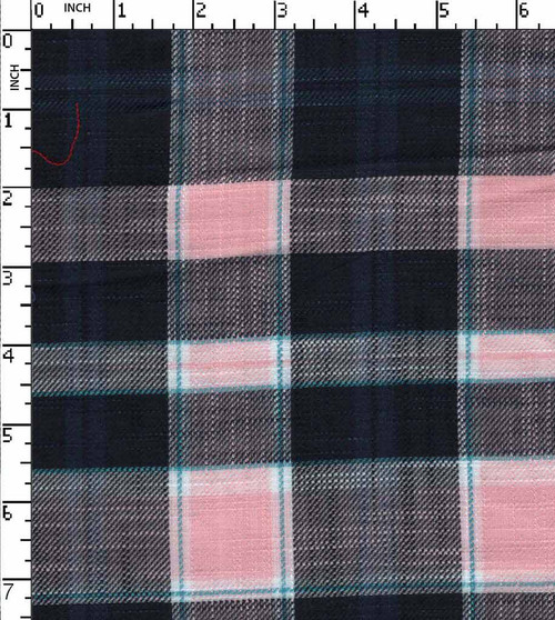 100% Cotton Yarn Dyed Twill Medium Check With Slub Indigo/Peach/Blue   Gsm-148 Jec-Je12905-La