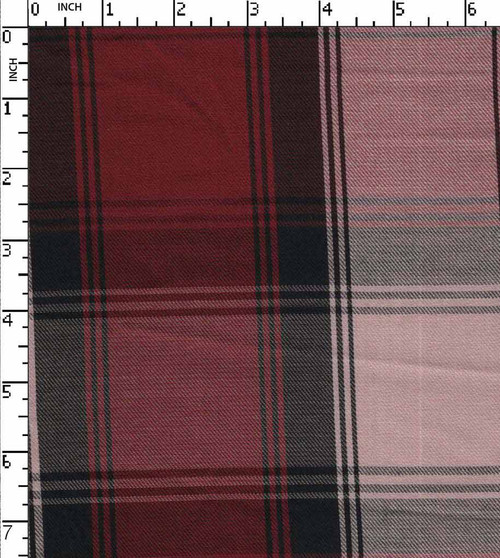 100% Cotton Yarn Dyed Twill Big Check Maroon/Baby Pink/Black   Gsm-102 Jec-Je12890-La